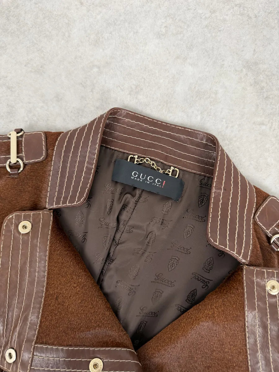 AW2007 Gucci Brown Pony Hair Officer Buttoned Jacket by Frida Giannini rAkmOys 12