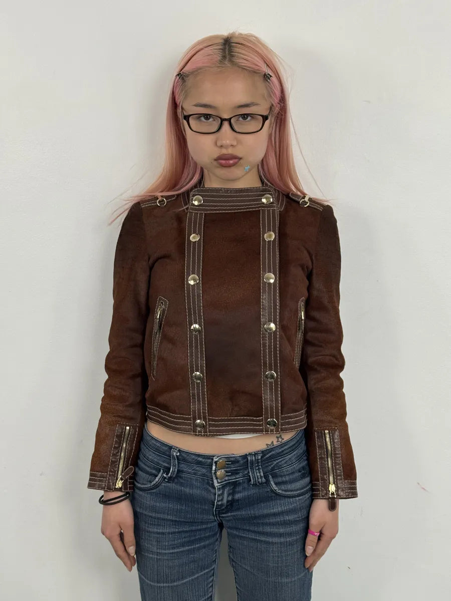 AW2007 Gucci Brown Pony Hair Officer Buttoned Jacket by Frida Giannini rAkmOys 2
