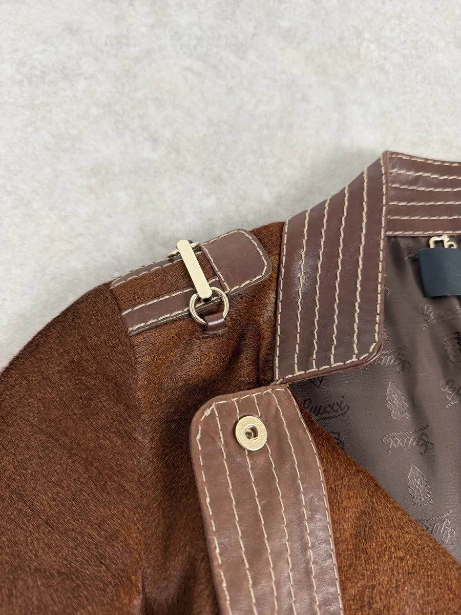 AW2007 Gucci Brown Pony Hair Officer Buttoned Jacket by Frida Giannini rAkmOys 9