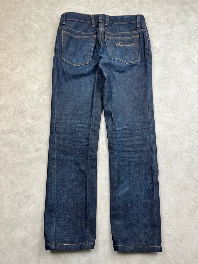 AW2007 Gucci Caligraphy Navy Slim Denim Jeans by Frida Giannini XbeljFR 6