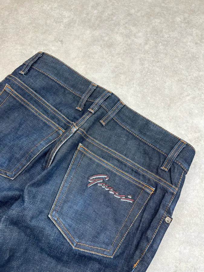AW2007 Gucci Caligraphy Navy Slim Denim Jeans by Frida Giannini XbeljFR 7
