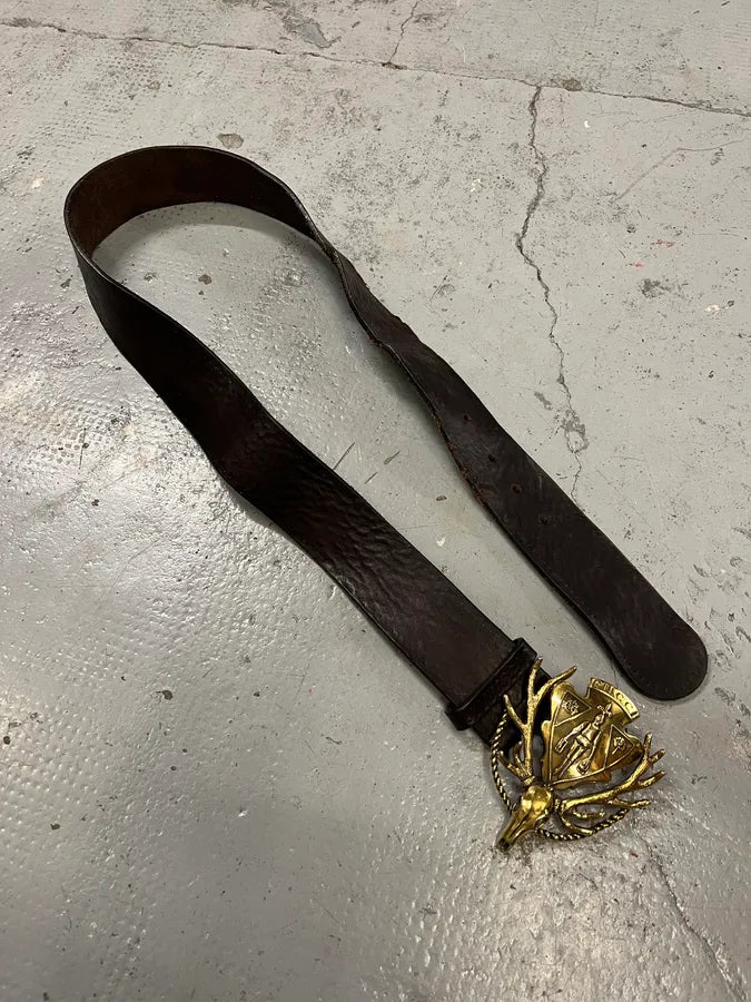 AW2007 Gucci Deer Golden Buckle Brown Leather Belt XegvNsJ 3