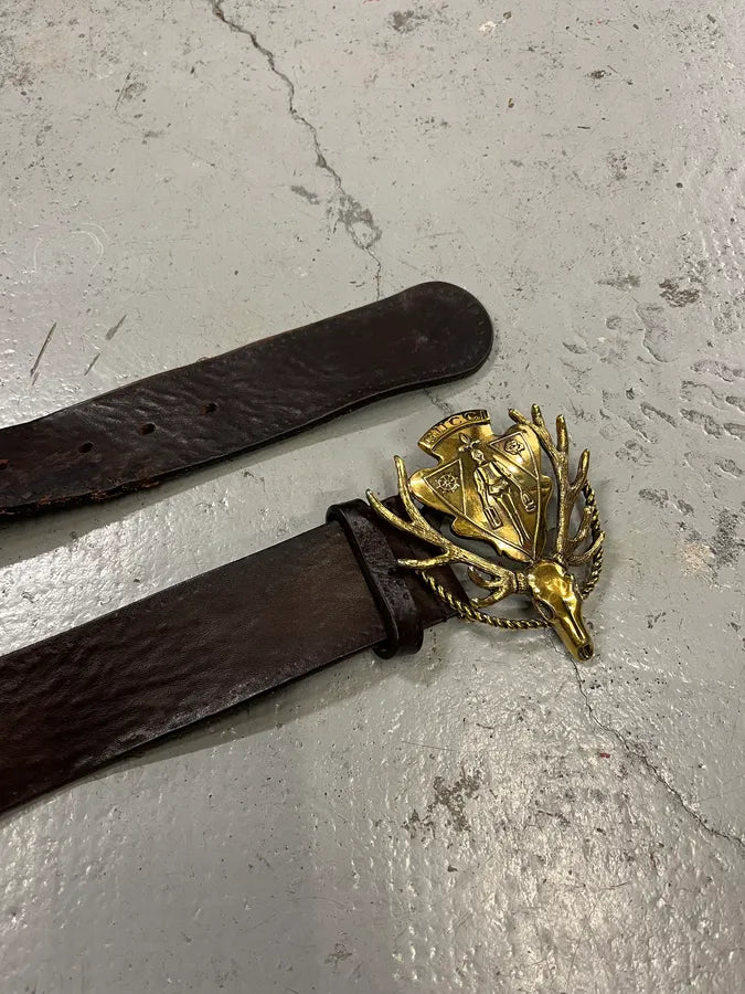 AW2007 Gucci Deer Golden Buckle Brown Leather Belt XegvNsJ 4