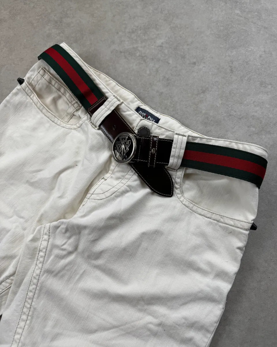 AW2007 Gucci Green & Red Web Striped Leather Crest Belt by Frida Giannini mhBRBnV 1
