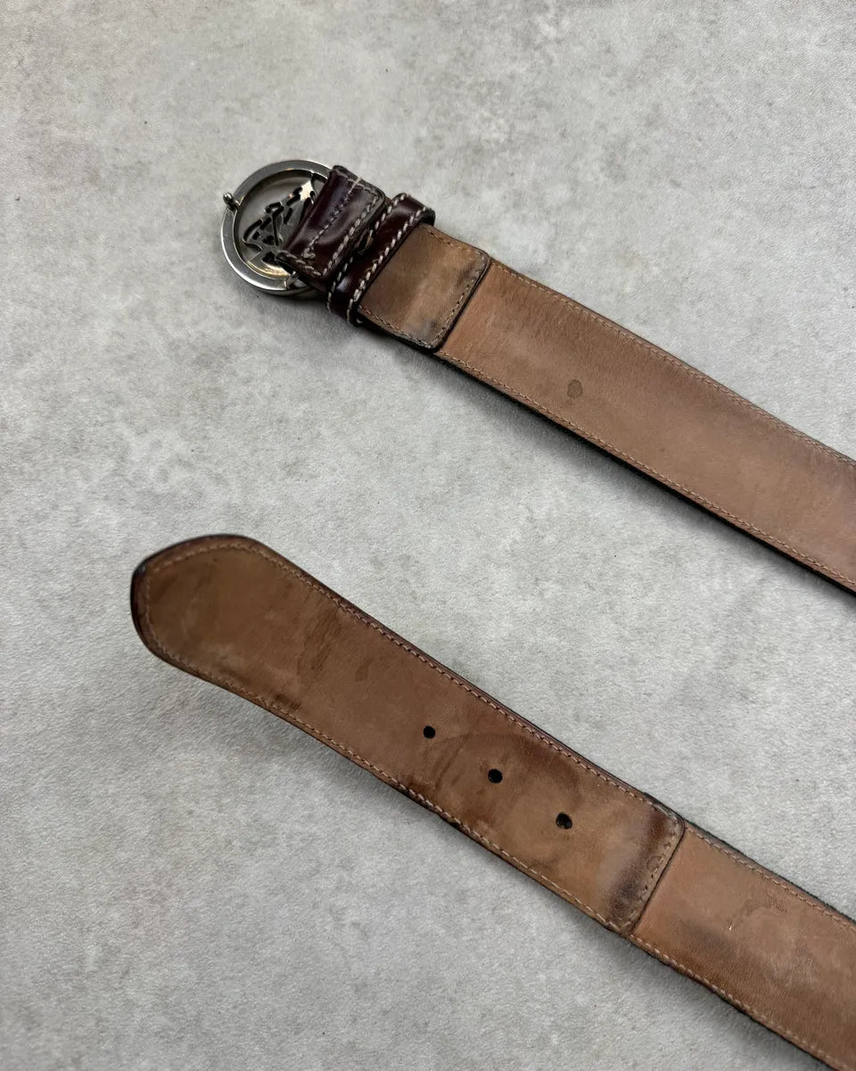 AW2007 Gucci Green & Red Web Striped Leather Crest Belt by Frida Giannini mhBRBnV 5