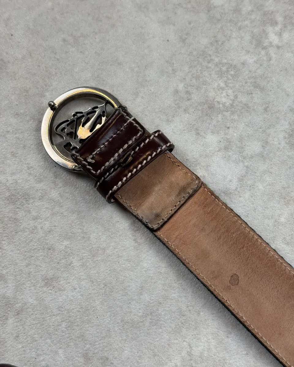 AW2007 Gucci Green & Red Web Striped Leather Crest Belt by Frida Giannini mhBRBnV 6