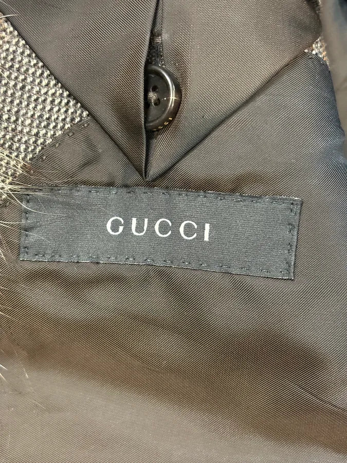 AW2007 Gucci Wolf Fur Collar Grey Tweed Blazer Jacket iuGIERT 9