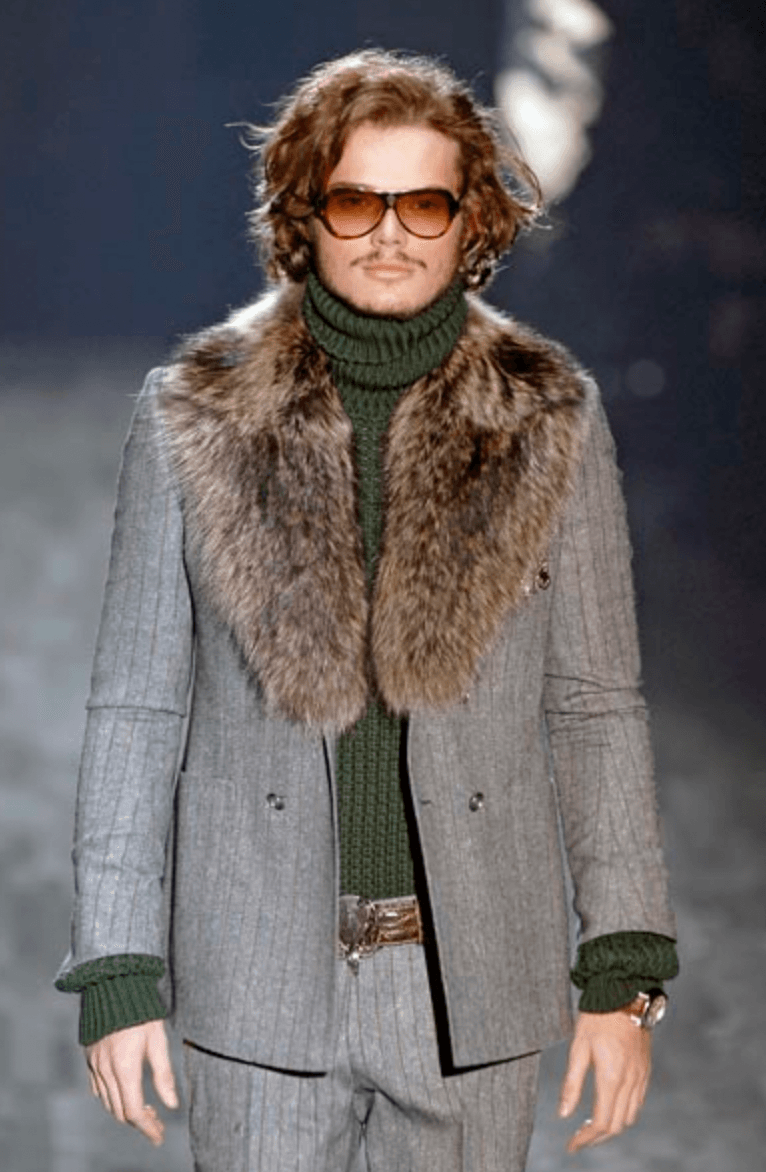 AW2007 Gucci Wolf Fur Collar Grey Tweed Blazer Jacket iuGIERT 4