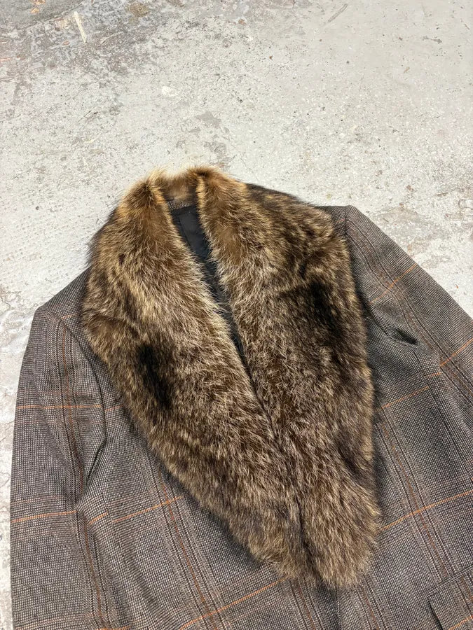 AW2007 Gucci Wolf Fur Collar Grey Tweed Blazer Jacket iuGIERT 5