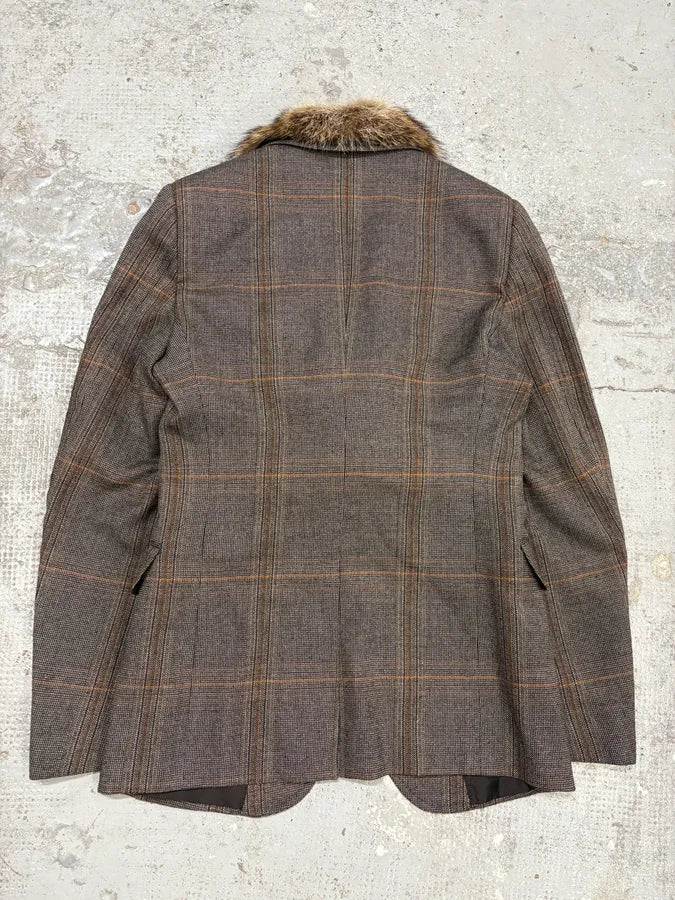 AW2007 Gucci Wolf Fur Collar Grey Tweed Blazer Jacket iuGIERT 6