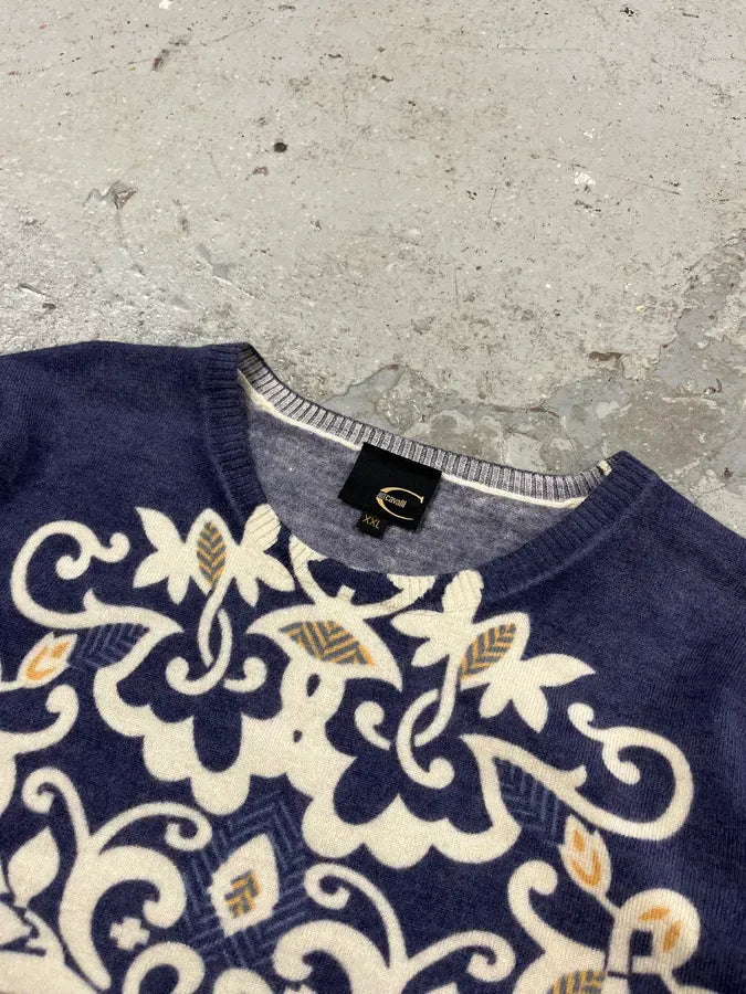 AW2007 Just Cavalli Blue Floral Mosaic Sweater vrisngb 4