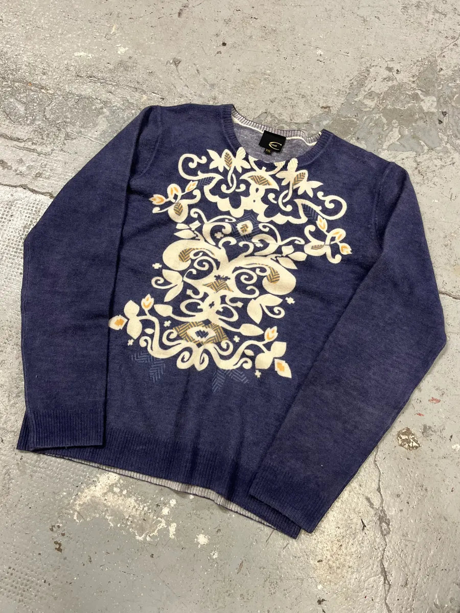 AW2007 Just Cavalli Blue Floral Mosaic Sweater vrisngb 2