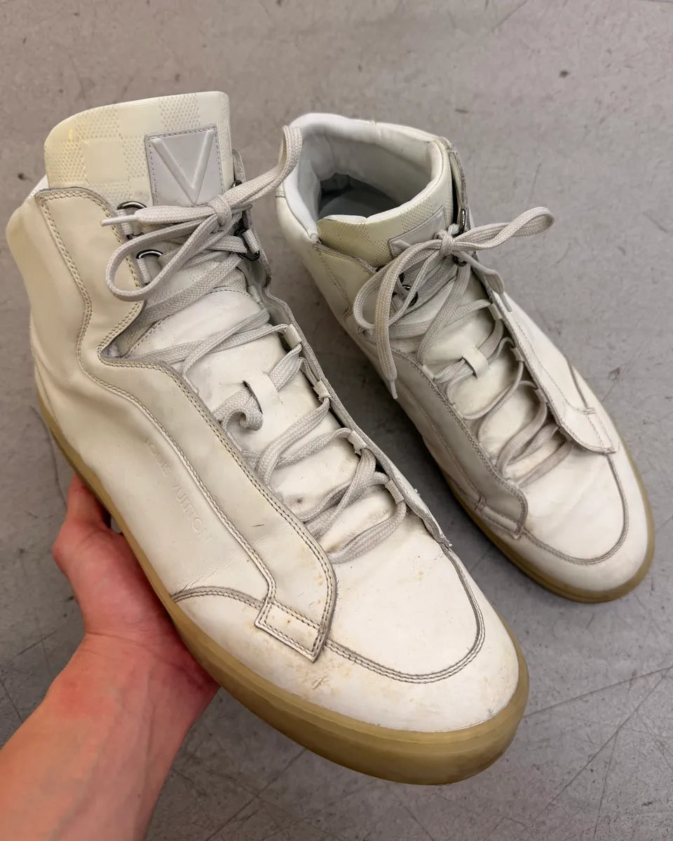 AW2007 Louis Vuitton White Leather High Sneakers rBikFTP 0