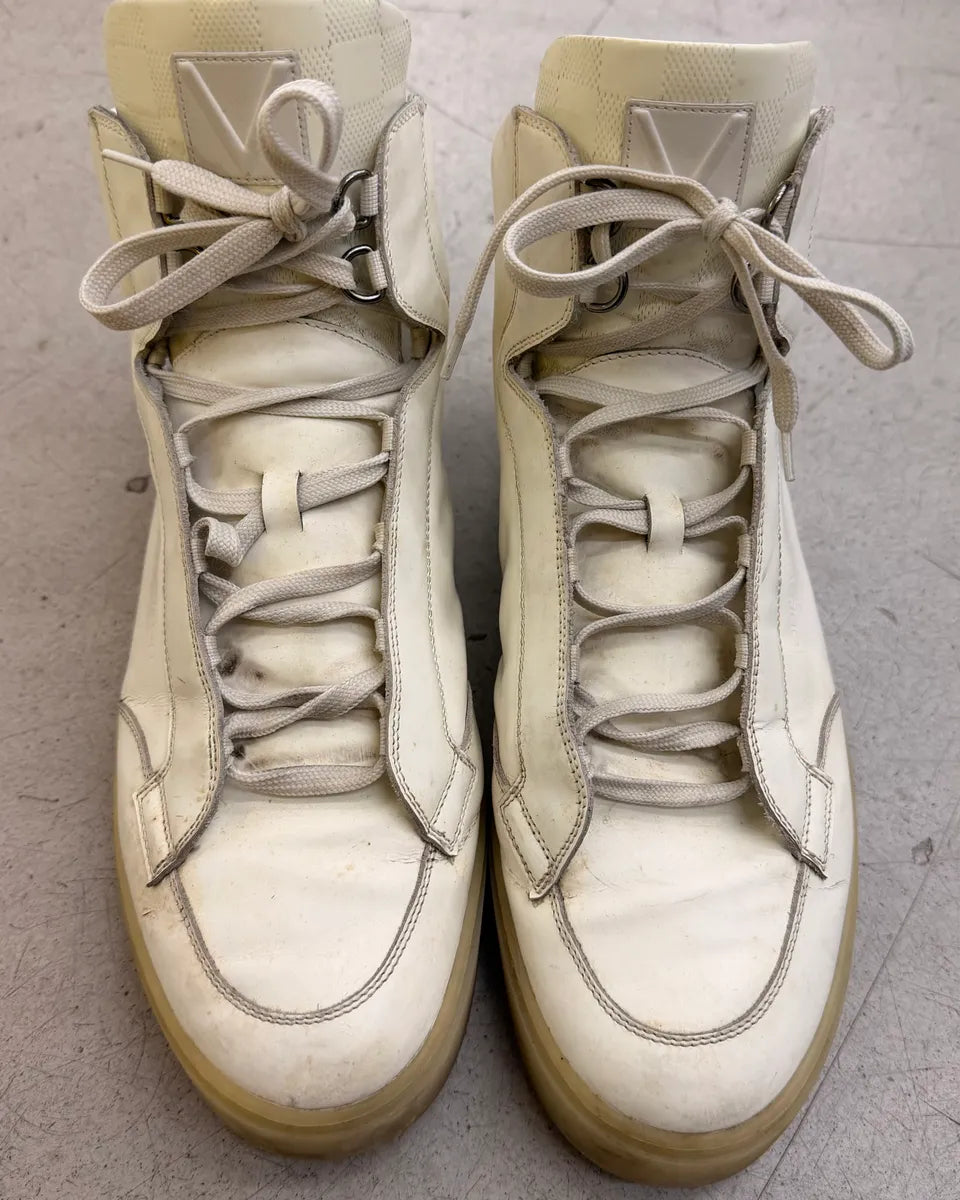 AW2007 Louis Vuitton White Leather High Sneakers rBikFTP 1