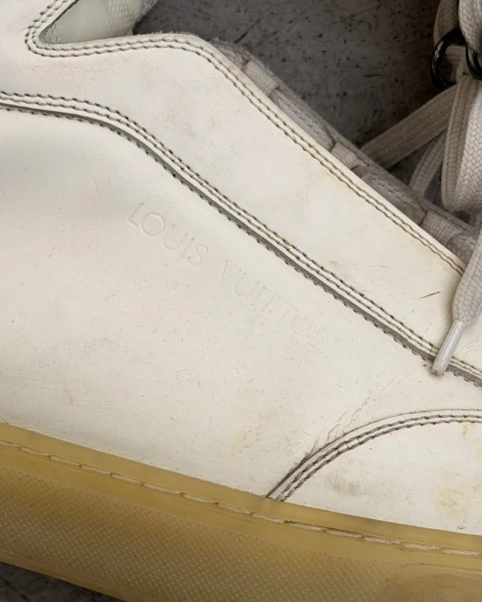 AW2007 Louis Vuitton White Leather High Sneakers rBikFTP 8