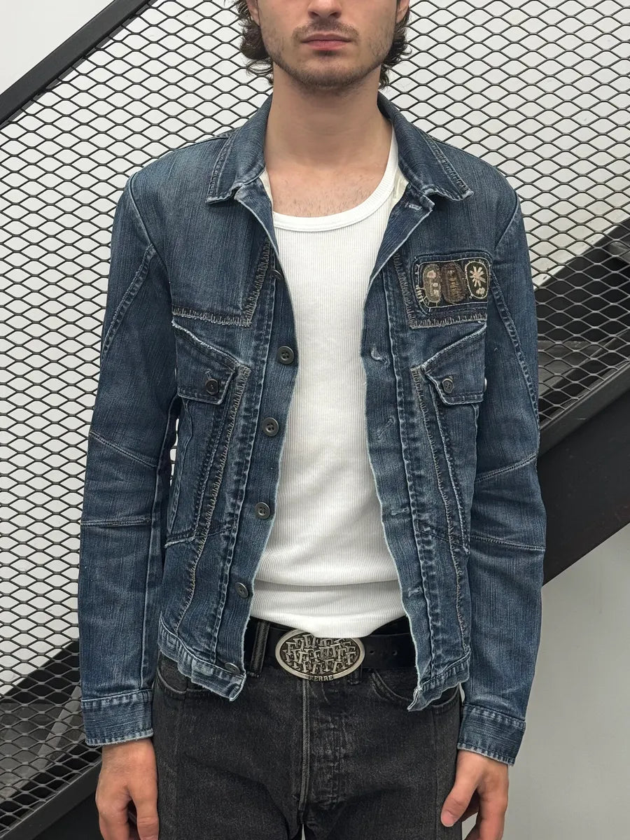 AW2007 Marithé + François Girbaud Embroidered Blue Denim Jacket KwohqfA 2