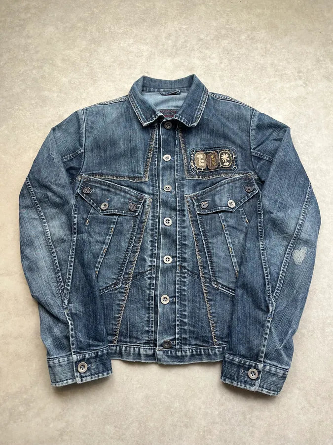 AW2007 Marithé + François Girbaud Embroidered Blue Denim Jacket KwohqfA 4