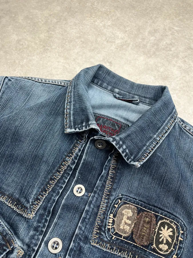 AW2007 Marithé + François Girbaud Embroidered Blue Denim Jacket KwohqfA 5