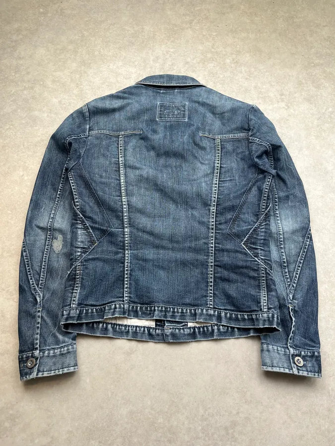 AW2007 Marithé + François Girbaud Embroidered Blue Denim Jacket KwohqfA 7