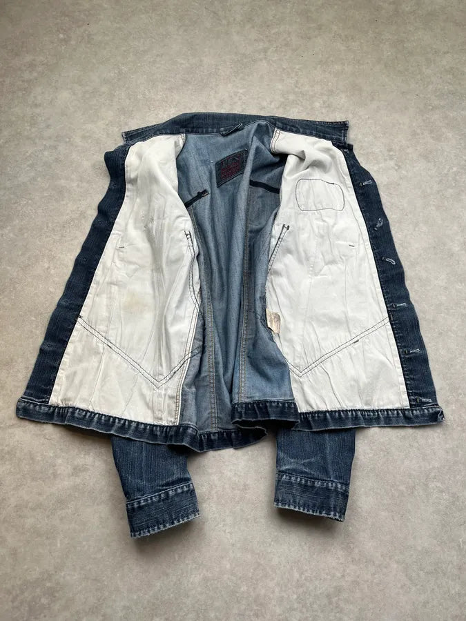 AW2007 Marithé + François Girbaud Embroidered Blue Denim Jacket KwohqfA 9