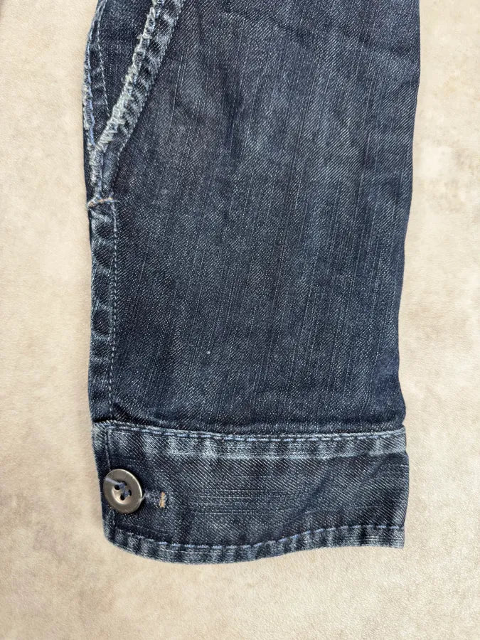 AW2007 Marithé + François Girbaud Navy Structured Buttoned Patchwork Denim Jacket yatkyIv 11