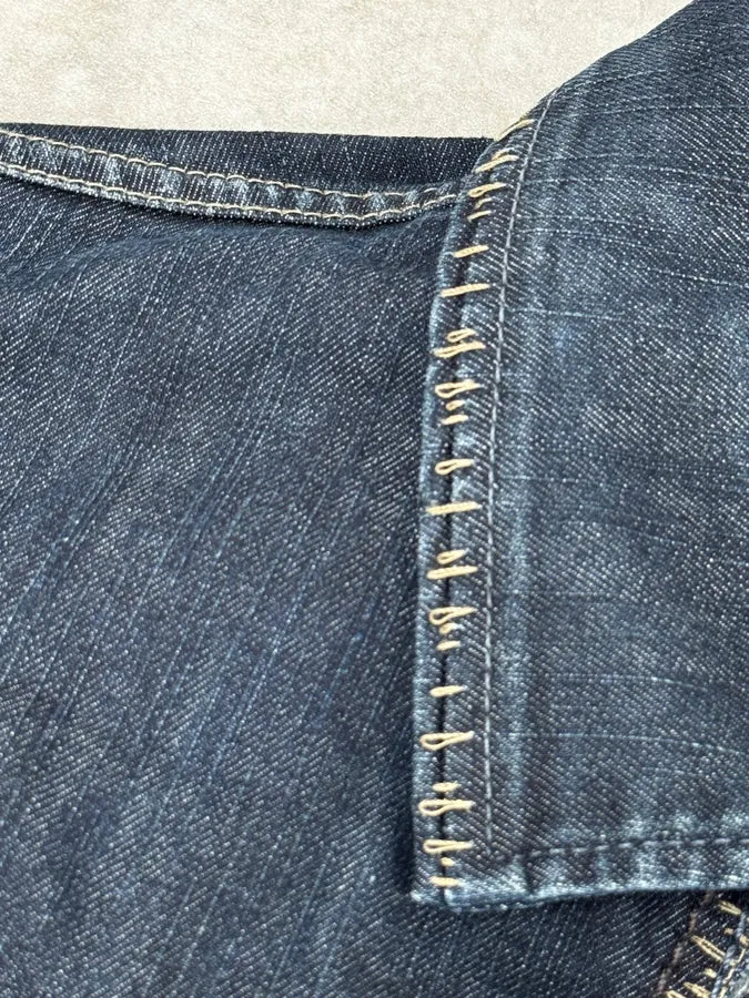 AW2007 Marithé + François Girbaud Navy Structured Buttoned Patchwork Denim Jacket yatkyIv 12