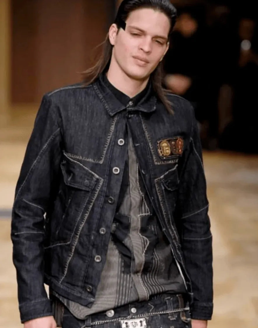 AW2007 Marithé + François Girbaud Dark Navy Brut Multi-Pocket Stitched Denim Jacket uurTcDs 1