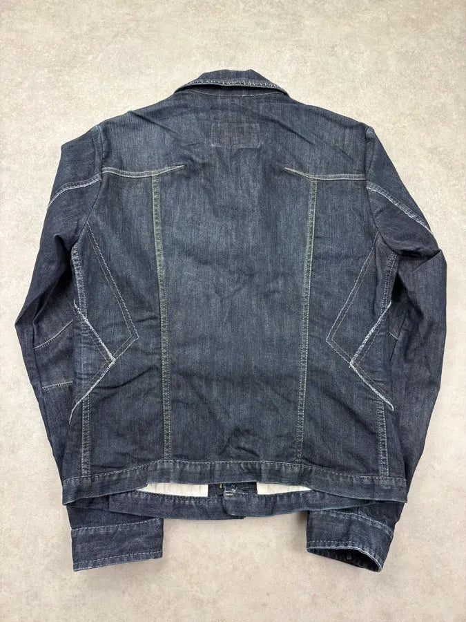 AW2007 Marithé + François Girbaud Dark Navy Brut Multi-Pocket Stitched Denim Jacket uurTcDs 6