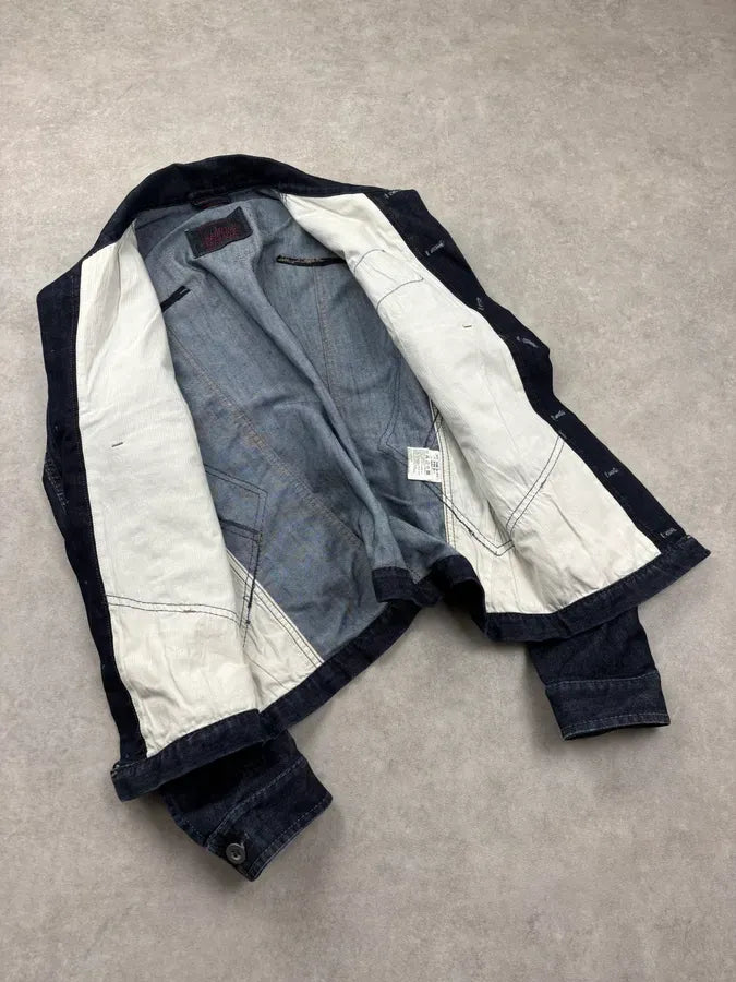 AW2007 Marithé + François Girbaud Dark Navy Brut Multi-Pocket Stitched Denim Jacket uurTcDs 7