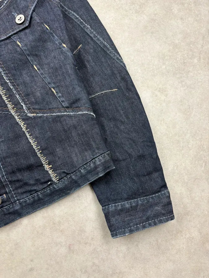 AW2007 Marithé + François Girbaud Dark Navy Brut Multi-Pocket Stitched Denim Jacket uurTcDs 8