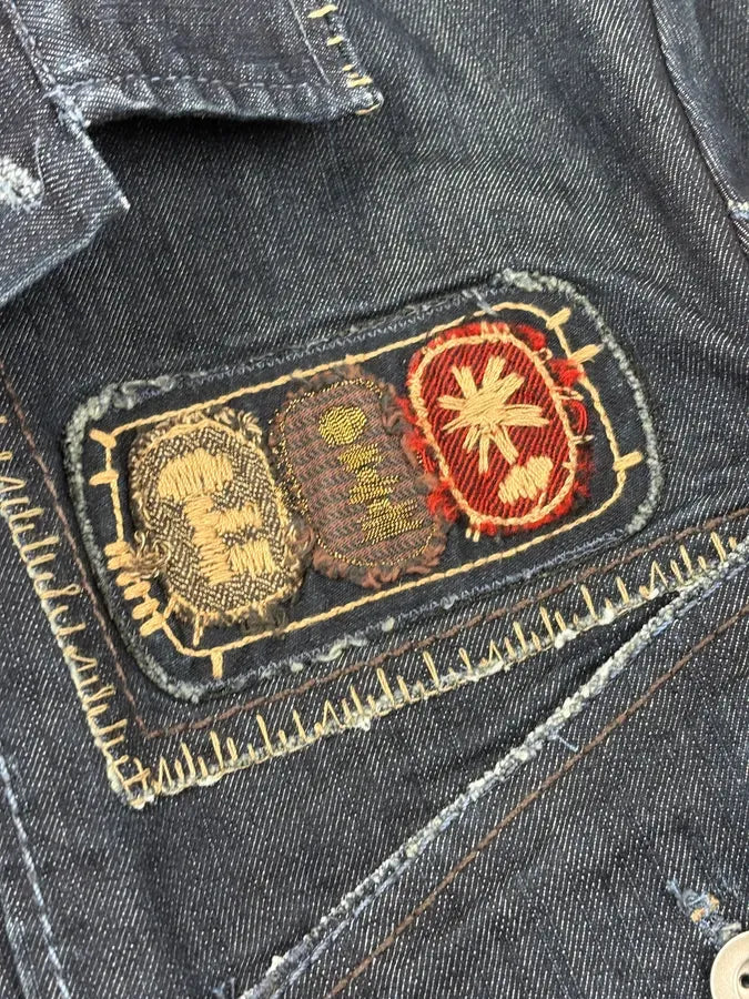 AW2007 Marithé + François Girbaud Dark Navy Brut Multi-Pocket Stitched Denim Jacket uurTcDs 9