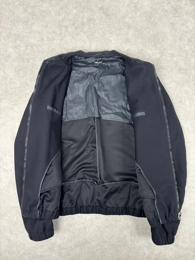 AW2007 Miu Miu Black Nylon Woven Bomber Jacket  aLWfbCn 7