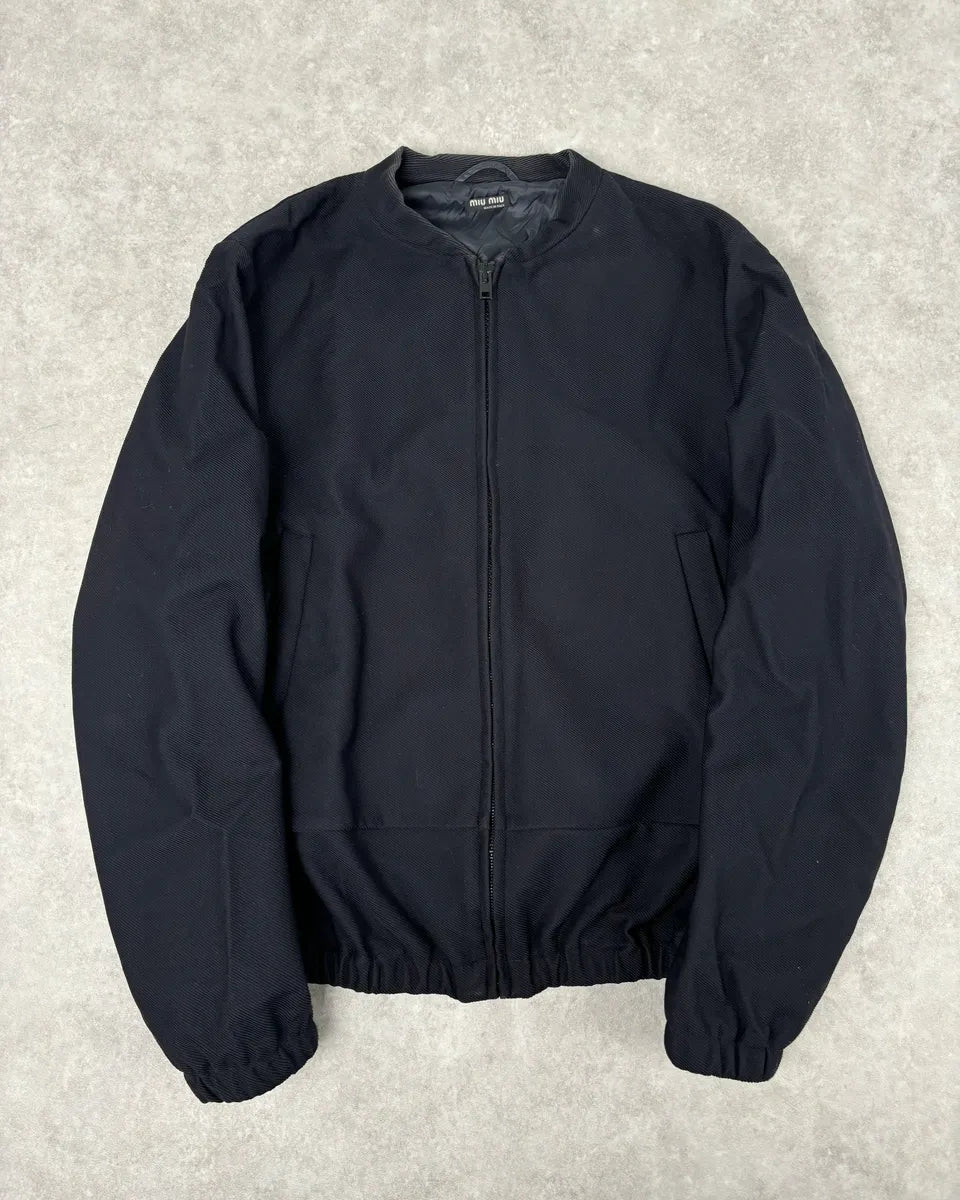 AW2007 Miu Miu Black Nylon Woven Bomber Jacket  aLWfbCn 0