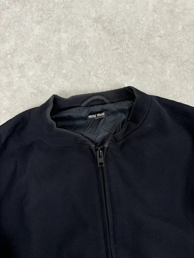 AW2007 Miu Miu Black Nylon Woven Bomber Jacket  aLWfbCn 4