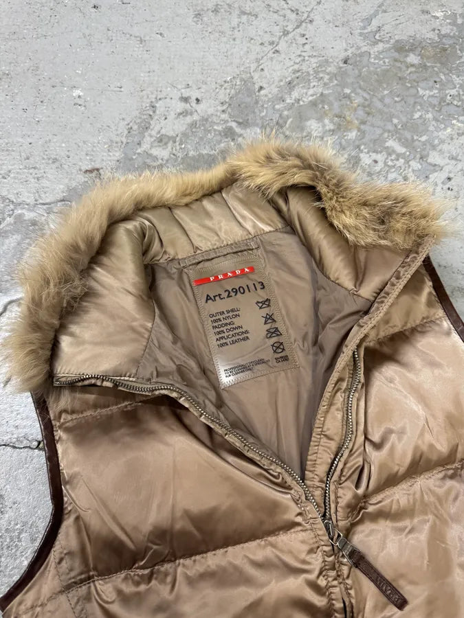 AW2007 Prada Beige Fur Collar Puffer Vest (M/L) eXEIpwy 4