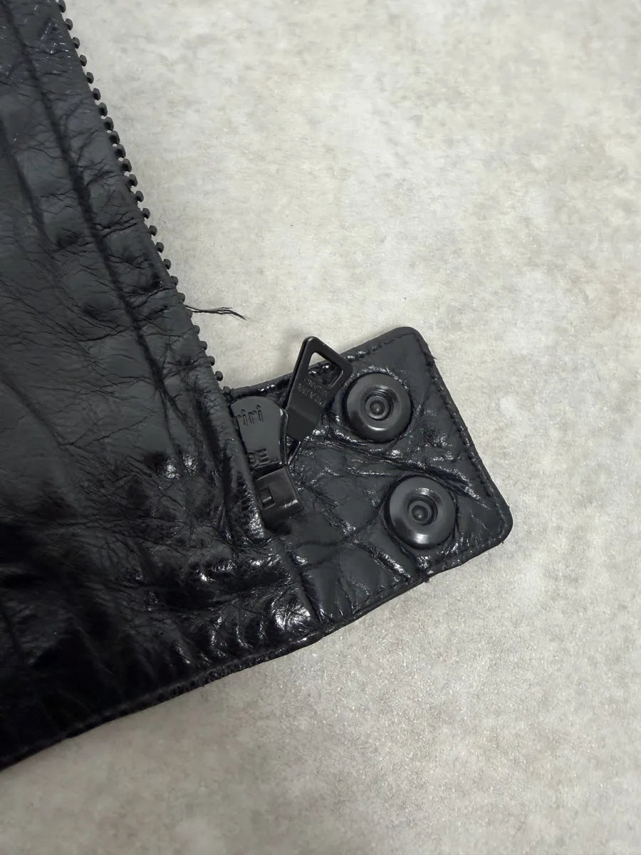 AW2007 Prada Black & Red Biker Racer Leather Jacket ySKbnxD 9