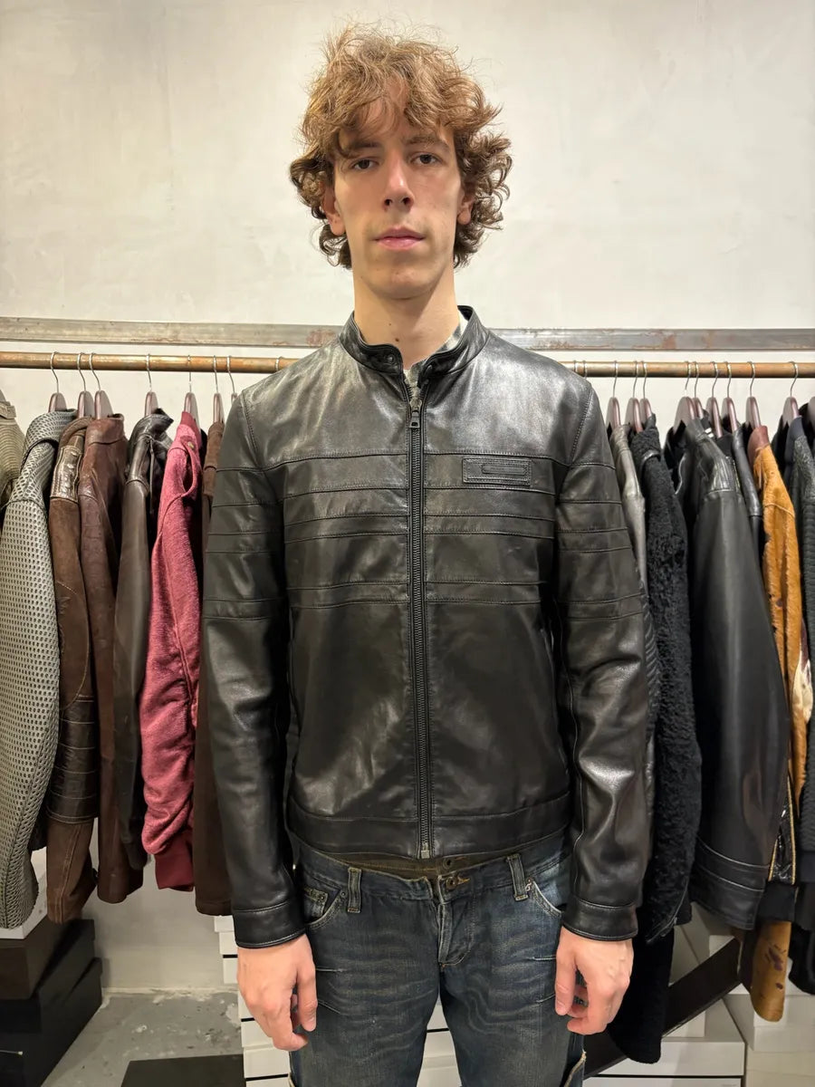 AW2007 Prada Black Biker Premium Leather Jacket ylcypSd 2