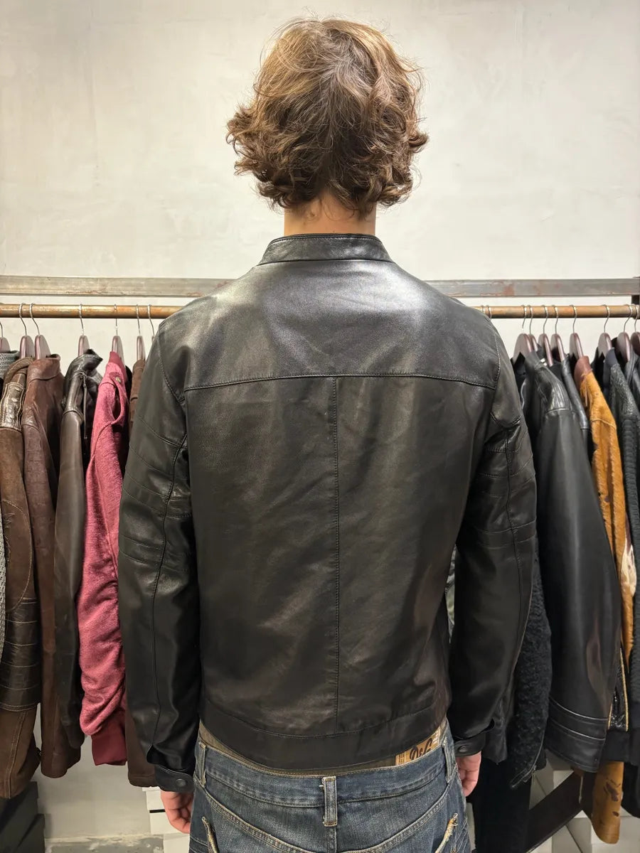 AW2007 Prada Black Biker Premium Leather Jacket ylcypSd 3