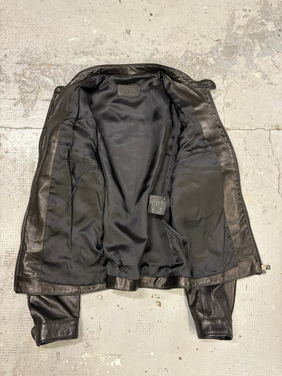 AW2007 Prada Black Biker Premium Leather Jacket ylcypSd 4
