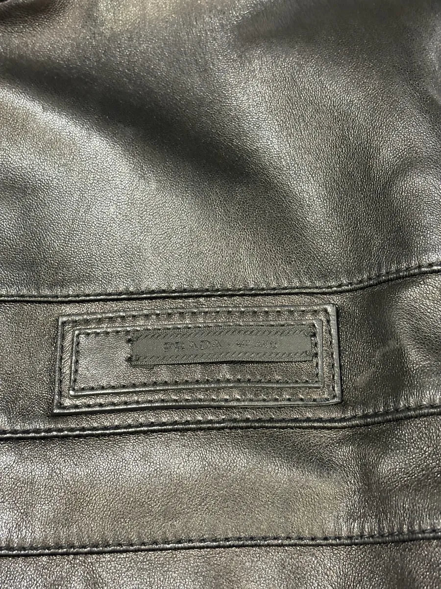 AW2007 Prada Black Biker Premium Leather Jacket ylcypSd 8