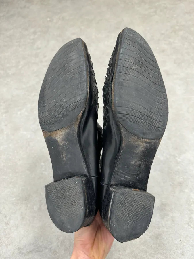 AW2007 Prada Black Leather Chelsea Crocodile Embossed Boots qBlNaCa 8