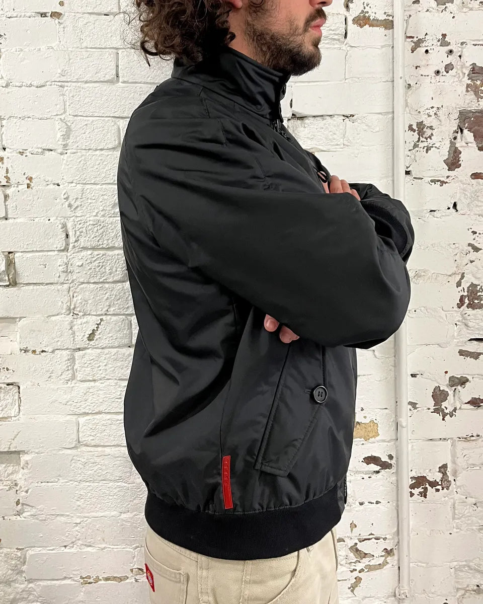AW2007 Prada Black Linea Rossa Light Nylon Bomber Jacket cceXSbK 2