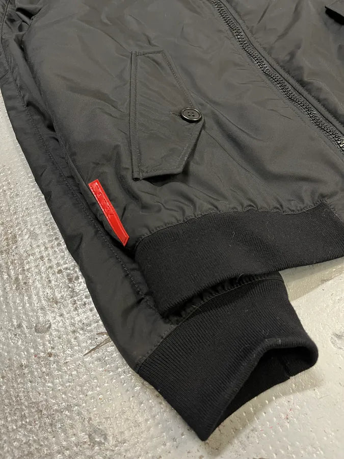 AW2007 Prada Black Linea Rossa Light Nylon Bomber Jacket cceXSbK 6