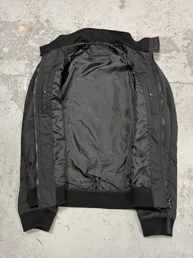 AW2007 Prada Black Linea Rossa Light Nylon Bomber Jacket cceXSbK 9