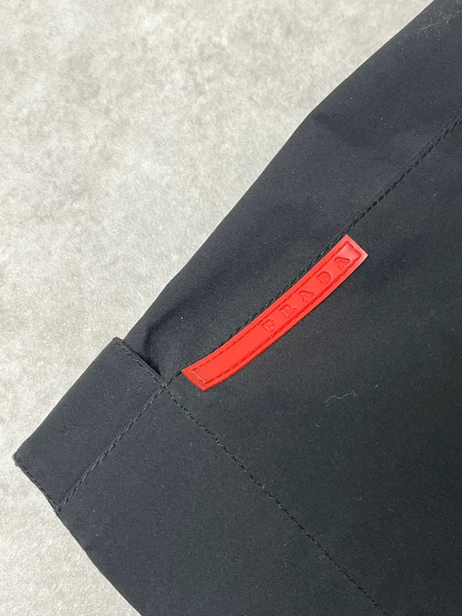 AW2007 Prada Black Nylon Long Windbreaker Jacket wMHItEq 8