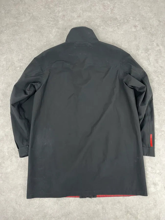 AW2007 Prada Black Nylon Long Windbreaker Jacket wMHItEq 4