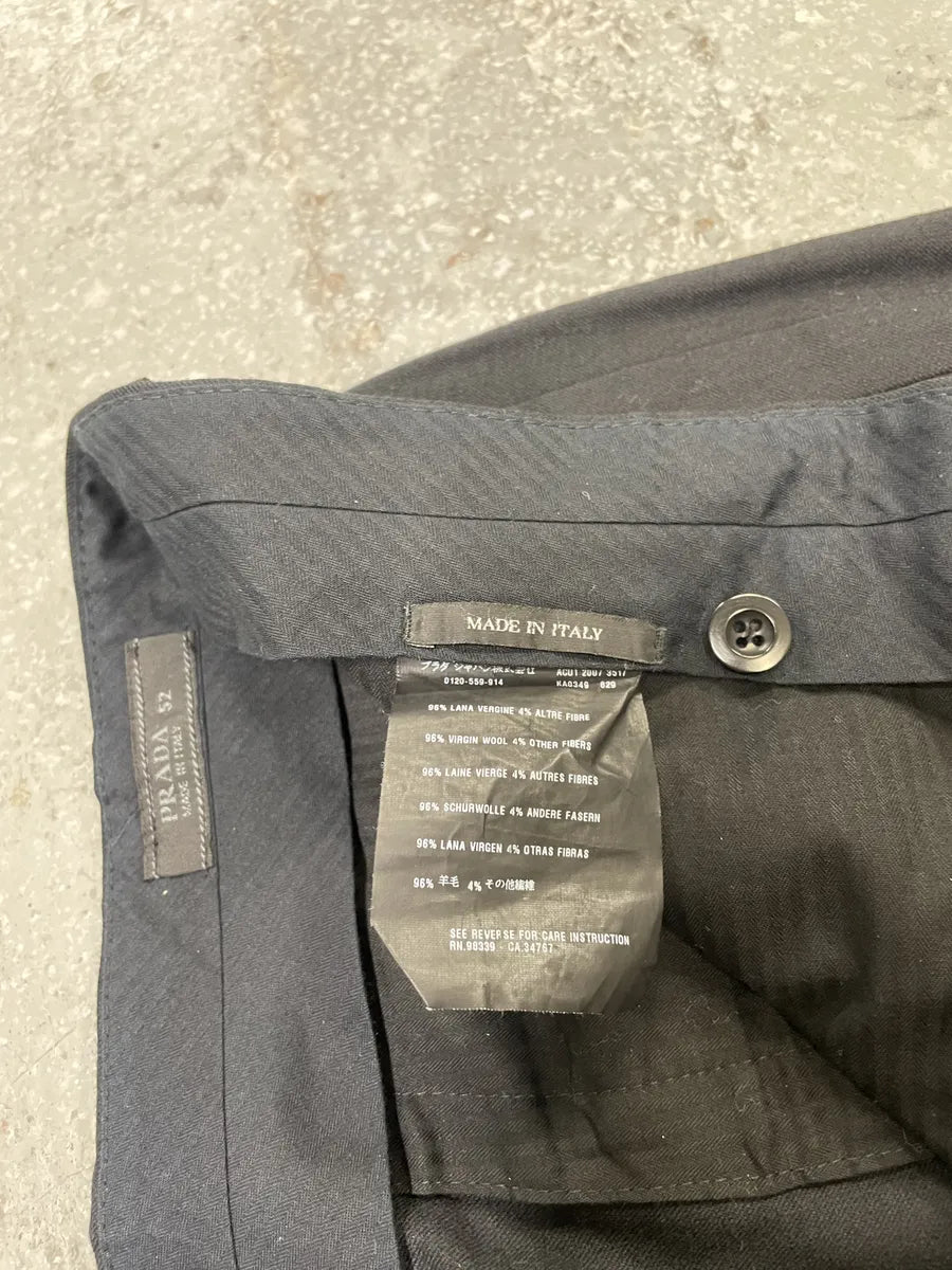 AW2007 Prada Black Wool Tailored Pants WYwlNgD 6