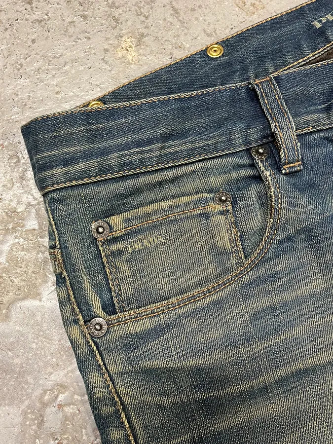 AW2007 Prada Blue Faded Denim Slim Jeans FKLoSXC 7
