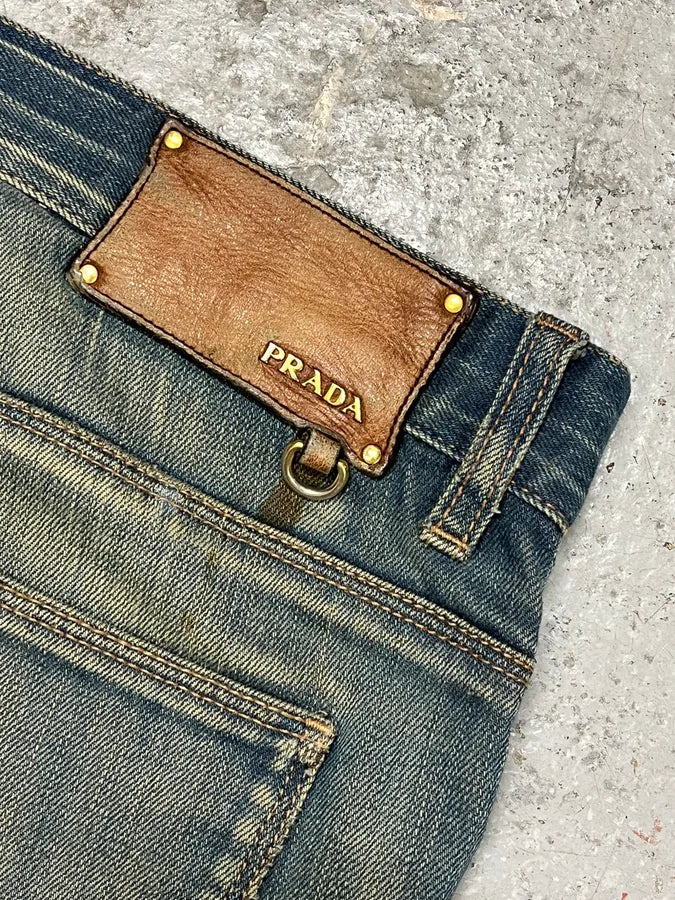 AW2007 Prada Blue Faded Denim Slim Jeans FKLoSXC 11