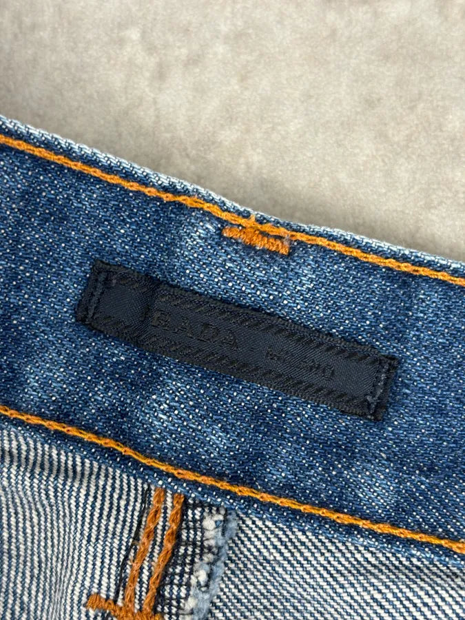 AW2007 Prada Faded Blue Straight Denim Jeans ettmWeT 11